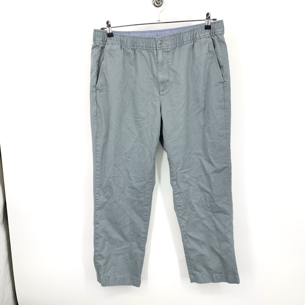LL Bean Men Size Large Pants Khakis Chinos 28" Shadow Green Stretch Straight Leg